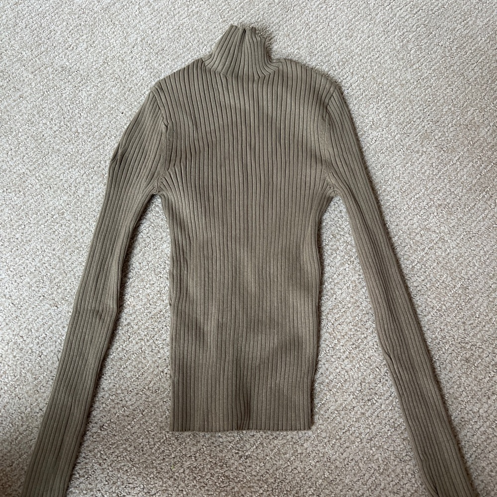 Ribbed Turtleneck Sweater in Olive